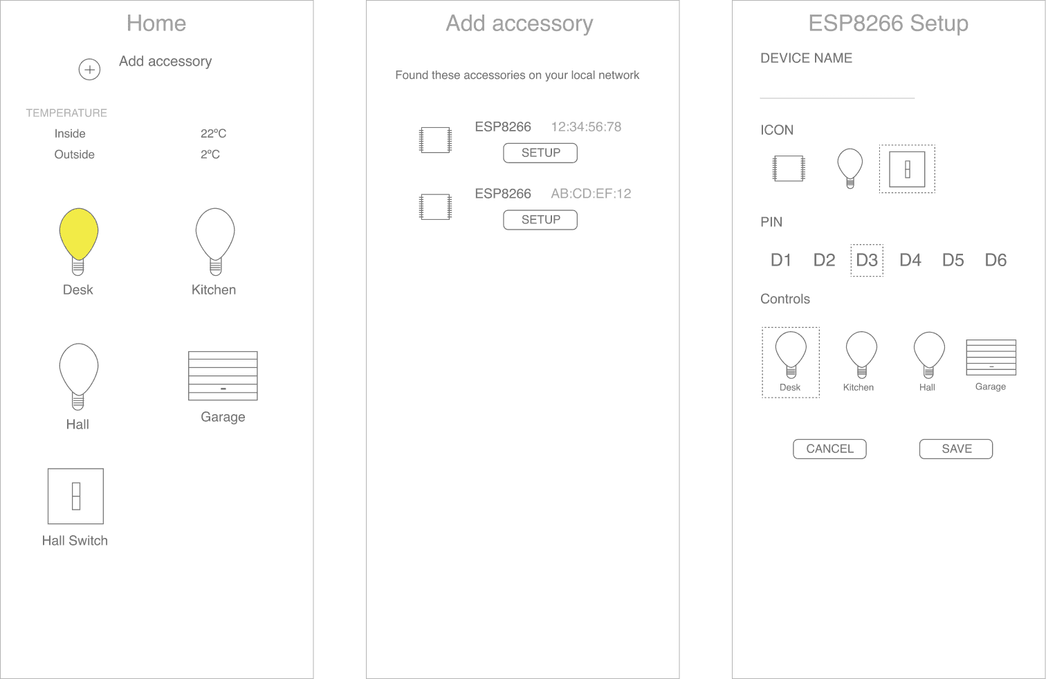 Smart home app mockups